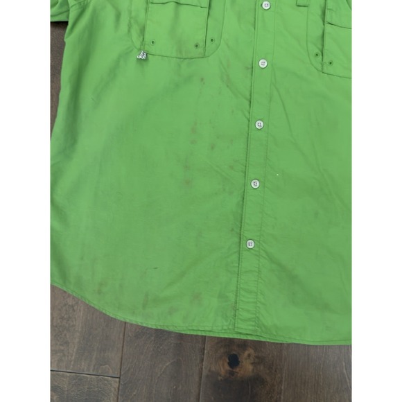 Columbia Omni-Shade Shirt‎ Men Size L Green Button Up Short Sleeve Fishing Gear - Picture 5 of 8